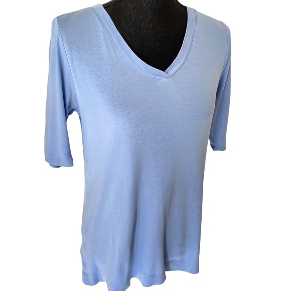☀️ J JILL Perfect Pima V-neck Elbow Sleeve Tee, Size Small - Picture 5 of 7